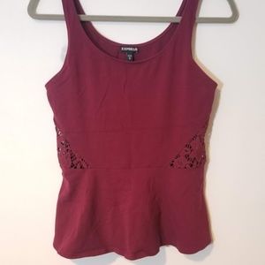 5/$25 🛍️ Express Peplum Crochet Peek A Boo Tank